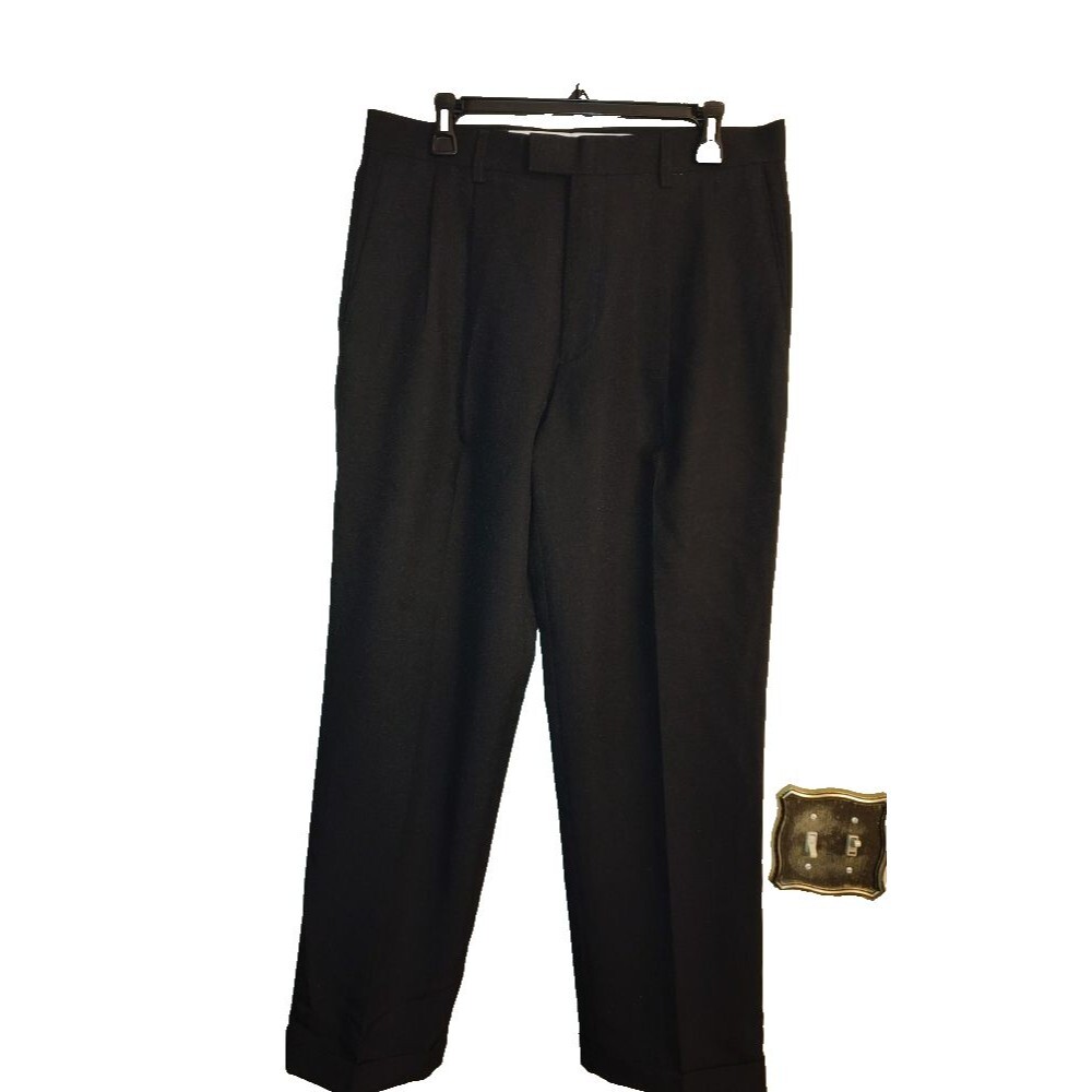 Men's Linea Dome Dress Black Polyester Pants Size 34 X 30